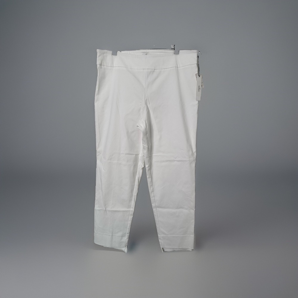 Estelle and Finn White Pull On Cropped Stretch Crepe Pants 16 NWT Double Slit